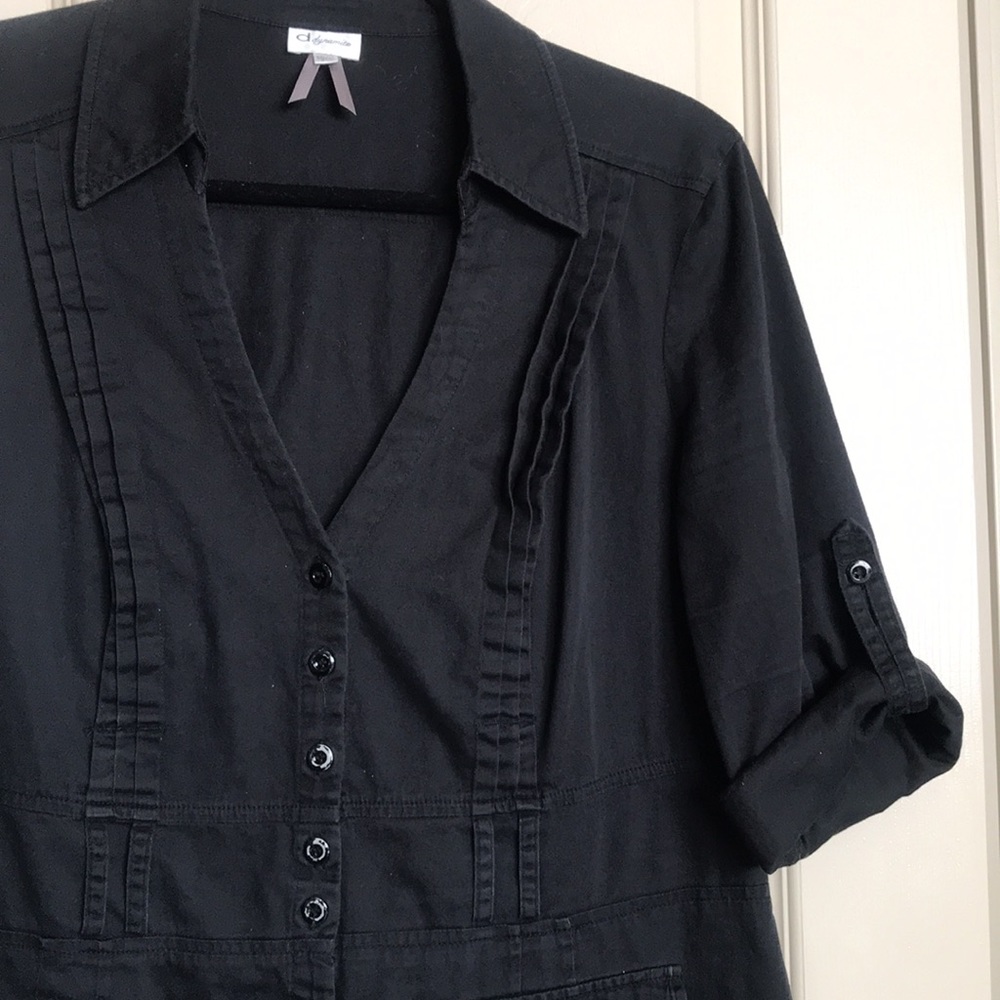 Dynamite Black Button-Front Mini Dress - Picture 2 of 10